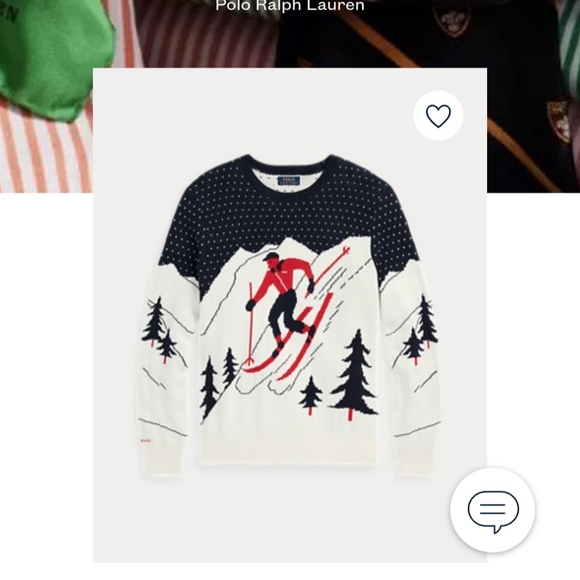 Ralph Lauren Other - NWT Ralph Lauren Navy White & Red Man Skiing Long Sleeve Sweater Size Med